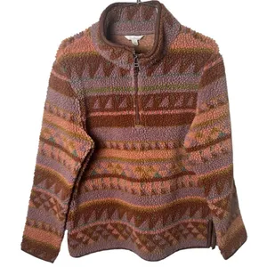 L.L. Bean Signature Womens 1/4 Zip Fleece Southwest Aztec Size Small thumbnail 1