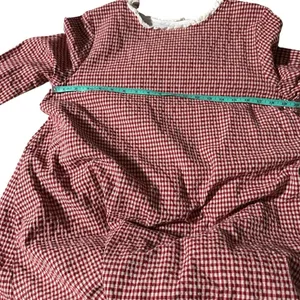 Red Gingham Long Dress with Lace Hem, put to pit 20", length 44" thumbnail 4