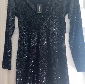 Express Sequin Cocktail Mini Dress NWT Size Small Black Id 90105 women's thumbnail 3