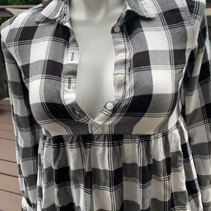 Isabel Target Flannel Plaid Black and White Maternity Tunic size‎ xs thumbnail 3