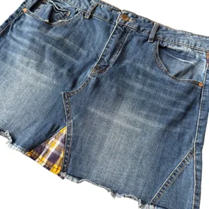 Dollhouse Denim‎ Mini Skirt with Plaid Inserts Frayed Hem Women's Size 15 thumbnail 2