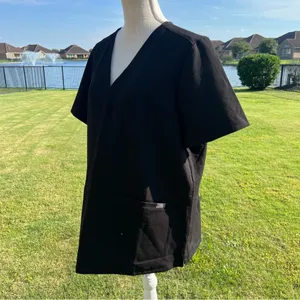 Figs Womans Short Sleeve Black Scrub Top thumbnail 5