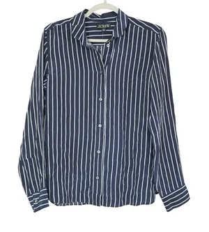 J. Crew Size Small Navy Blue White Striped Long Sleeve Button Down Shirt Sample thumbnail 1