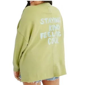 Aerie Lime Green Down To Earth Staying Kind Feeling Cool Oversized Sweatshirt XS thumbnail 3