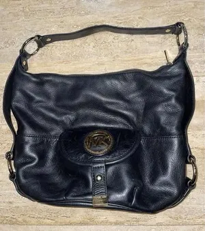 Michael Kors Black Leather Shoulder Bag Purse Gold Hardware 15”x11”‎ thumbnail 1