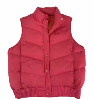 GAP Womens Large Pink Puffer Vest Full Zip‎ Pockets Big Snap Cinched Waist thumbnail 1