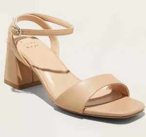 A New Day Shannon Tan Nude Flare Block Heel Sandals Ankle Strap Memory Foam 6.5W thumbnail 1