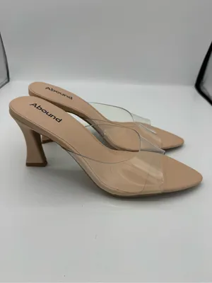 Abound Heels Women 7.5 Tan Good Clear PVC Strap Sculpted Block Heel Pointed Toe thumbnail 6