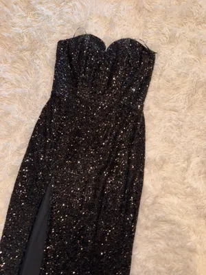 NEW Amanda Uprichard Cherri Sequin Black Gown Sz. S thumbnail 7