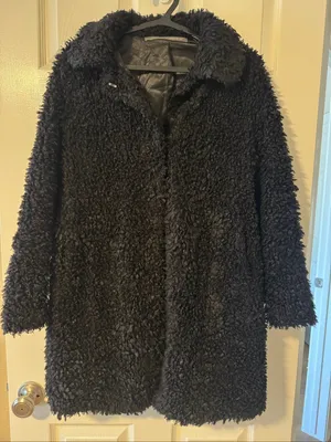 Twelfth Street by Cynthia Vincent Black Curly Faux Fur Long Coat thumbnail 1