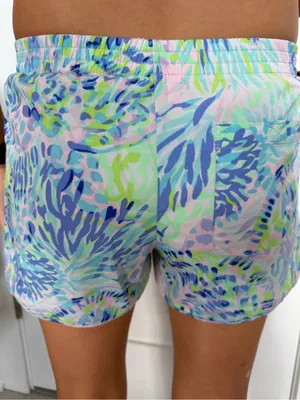 Lilly Pulitzer Pastel Floral Luxletic Shorts in Aqua, Pink & Lime Size XS Lined thumbnail 3