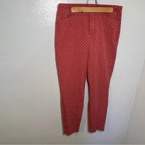 Old Navy Women's Size 6 Pixie High Rise Ankle Pant Gooseberry Red Pink Polka Dot thumbnail 2