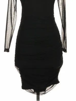 Princess Polly Charvi Black Ruched Mesh Mini Dress Size 4 Indie Y2K Party thumbnail 4