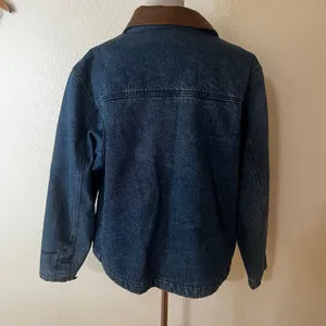 Woolrich Vintage 90s Blue Demin Chore Barn Jacket Fleece Lined WOMENS XL thumbnail 5