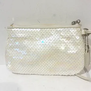 COACH 45395 Audrey Sequins Small Wristlet Pouch Purse Wallet Ivory thumbnail 6