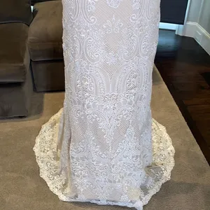 Women’s Bohemian Wedding Dress with Nude Lining Zip Up Back Size 2 NWT thumbnail 5