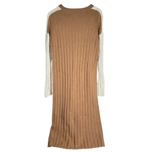 Madewell Womens XS Colorblock Ribbed Knit Sweater Dress NH072‎ White Brown FA22 thumbnail 2