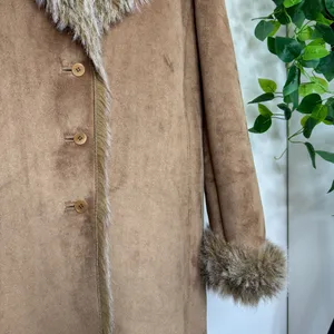 Anne Klein Trendy Faux Suede Penny Lane Coat size L Large Boho Western Shaggy thumbnail 8