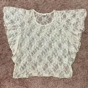 Rock‎ Candy Coquette Pastel Pink Lace Sheer Ruffle Blouse Size Small thumbnail 7