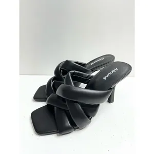Abound Sandals‎ Size 6.5 Black Square Toe Woven Slip On High Heels thumbnail 3