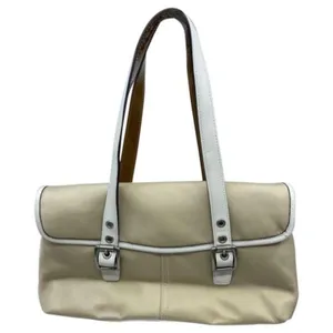 COACH Small Handbag Tan White Shoulder Travel Bag thumbnail 1