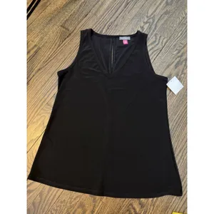 Vince Camuto Women's Black Vneck Stretchy She'll Tank XS NWT thumbnail 3
