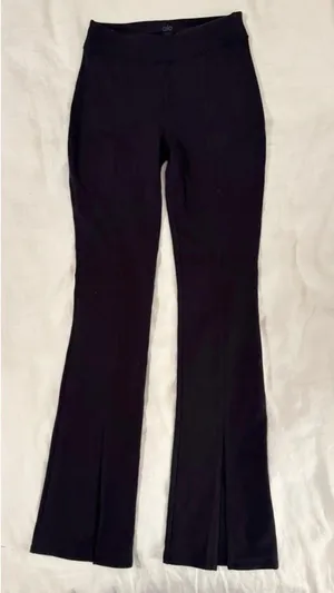 Alo Black Flared Yoga Pants With Slits thumbnail 1