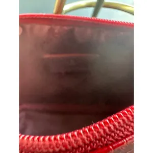 Etienne Aigner Red Croc Embossed Small Cosmetic Pouch Zip Clutch‎ bag EUC thumbnail 6