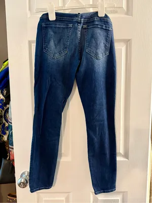 Mother Dark Blue Maternity Jeans with Beige Waistband Size 26 thumbnail 3