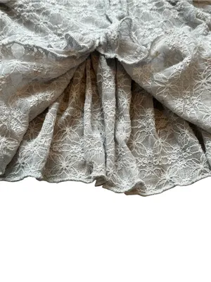 Gray Lace Babydoll Top Ruffles Bow Romantic Cottage Romantic Feminine thumbnail 5