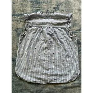 Loft Blue White Stripe Daisy Ruffle Button Front Top Women's Medium thumbnail 6