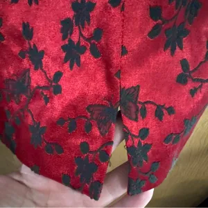 Jessica Howard Womens 8 Red & Black Embroidered Faux Wrap Top Floral & Butterfly thumbnail 4