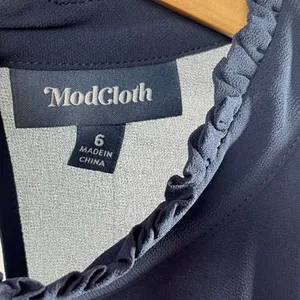 NWT ModCloth Sheer Long Sleeve Mock‎ Neck Mini Dress in Navy Blue Size 6 thumbnail 8
