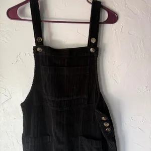 Wild Fable Black Corduroy Pinafore Dress Mini Overall Skirt Buttons Pockets Size M Academia thumbnail 2