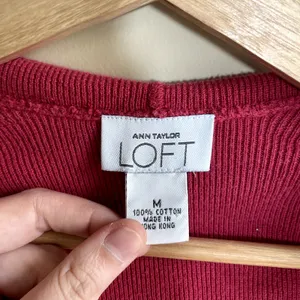 Ann Taylor cotton LOFT y2k bella twilight cropped full zip cardigan‎ women's M thumbnail 3