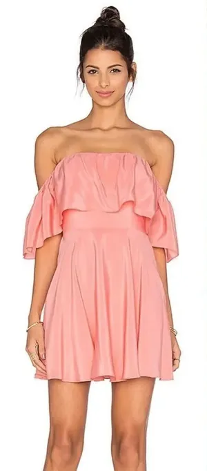 Amanda Uprichard Delilah coral Off Shoulder Silk Dress medium thumbnail 1
