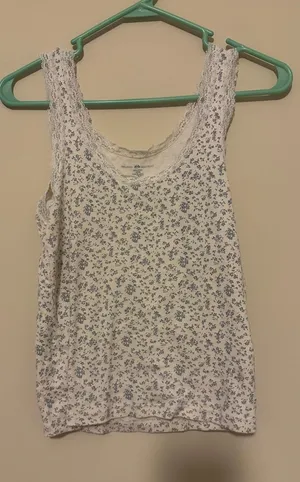 Brandy Melville Coquette Blue Floral Lace Amara/Skylar Style Tank Top OS thumbnail 1