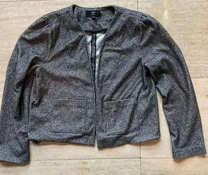 J.Crew Textured Gray Cropped Open Front Blazer‎ Jacket  Size M thumbnail 1