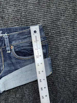 VTG Y2K American Eagle Ultra Low Rise Micro Mini Jean Shorts 2 Grunge Preppy thumbnail 4