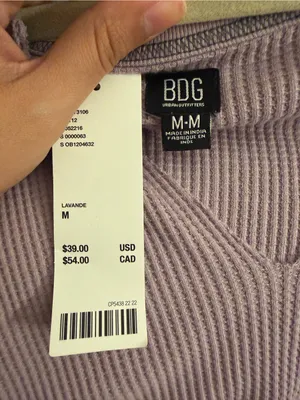 BDG Urban outfitters size medium purple waffle knit long sleeve crop top v-neck thumbnail 2