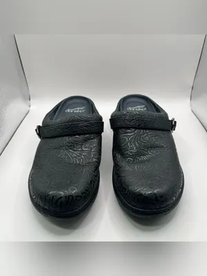 DANSKO Allison slip on EUR 39 US 8.5 Black Tooled Leather Clog Shoes thumbnail 2