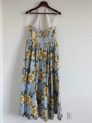 Hutch Alara Floral Stripe Halter Midi Dress Blue Yellow Size 14 thumbnail 3