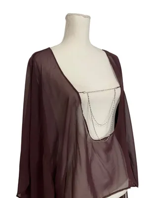 Jaded London Cape Top in Plum US 4/ UK 8 Womens Blouse Sheer thumbnail 8