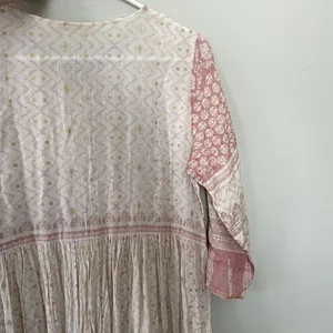 Avaasa pink‎ and white modest 3/4 sleeved lightweight dress women size medium thumbnail 8
