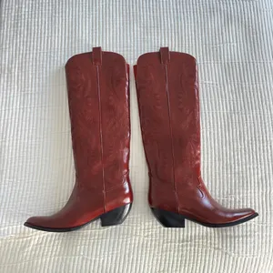 Free People Jeffrey Campbell Knee High Red Cowboy Boots thumbnail 3