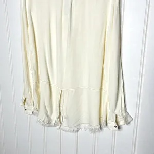 The Porter Collective Off White Cowgirl Frayed Hem Button Up Tunic Shirt 350 thumbnail 8