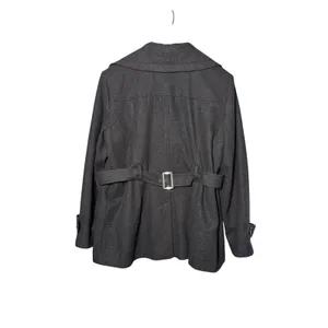 Apt. 9 Womens Pea Coat XL Charcoal Grey Wool Blend Belted Back Dark Academia thumbnail 2