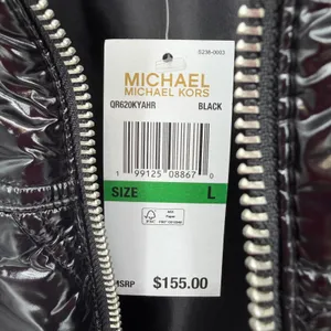 Michael Kors Quilted Puffer Vest Women Large Black Shiny Streetwear Luxe Winter thumbnail 8