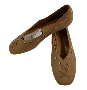 Time & Tru Corset Ballet Flats Faux Suede Sand Slip on Women 10 Cushioned Office thumbnail 1