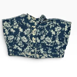 Vintage Mudd Blue Floral Shortie Low Rise Denim Shorts Frayed Hem Size 0 Y2K thumbnail 2